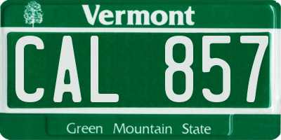 VT license plate CAL857