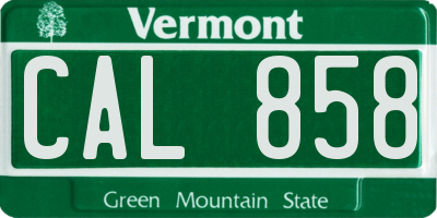 VT license plate CAL858