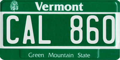 VT license plate CAL860