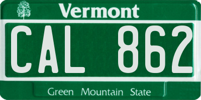 VT license plate CAL862