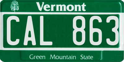 VT license plate CAL863