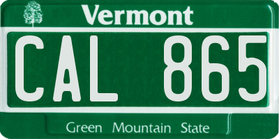 VT license plate CAL865