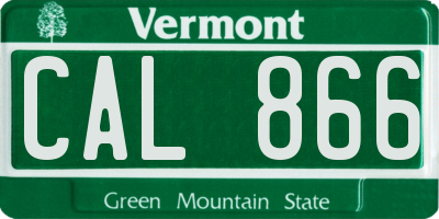 VT license plate CAL866
