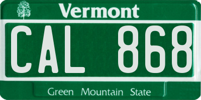 VT license plate CAL868