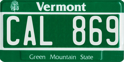 VT license plate CAL869