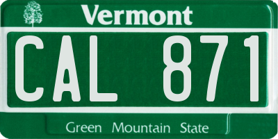VT license plate CAL871