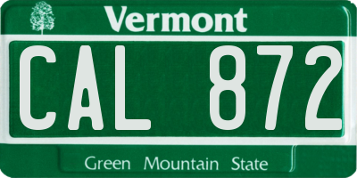 VT license plate CAL872