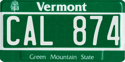 VT license plate CAL874