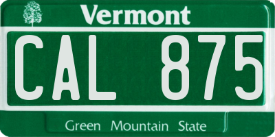 VT license plate CAL875