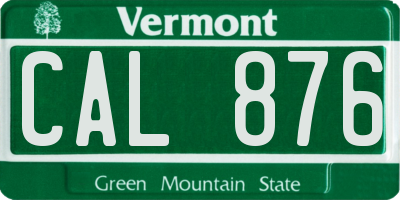 VT license plate CAL876