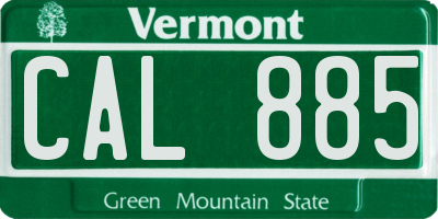 VT license plate CAL885