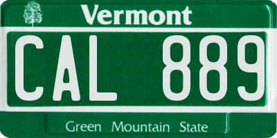 VT license plate CAL889