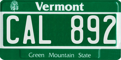 VT license plate CAL892