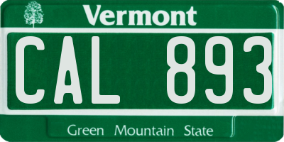VT license plate CAL893