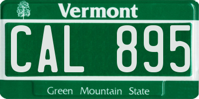VT license plate CAL895