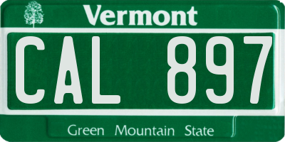 VT license plate CAL897