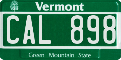 VT license plate CAL898