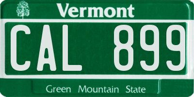 VT license plate CAL899