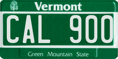 VT license plate CAL900