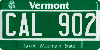 VT license plate CAL902