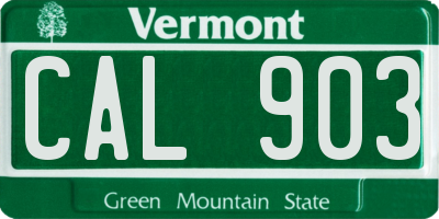 VT license plate CAL903