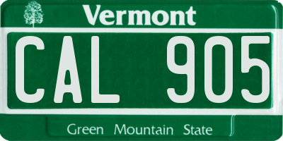 VT license plate CAL905