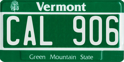 VT license plate CAL906