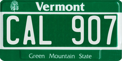 VT license plate CAL907