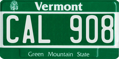 VT license plate CAL908