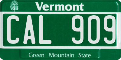 VT license plate CAL909