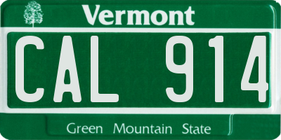 VT license plate CAL914