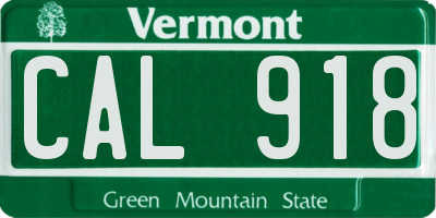 VT license plate CAL918