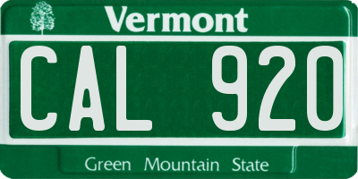 VT license plate CAL920