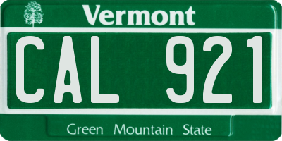 VT license plate CAL921