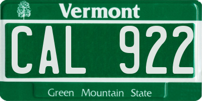 VT license plate CAL922