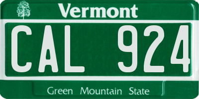 VT license plate CAL924