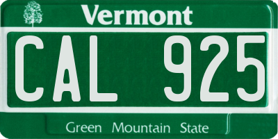 VT license plate CAL925