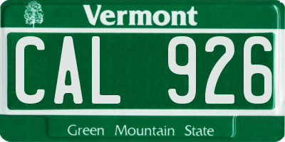 VT license plate CAL926