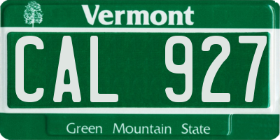 VT license plate CAL927