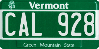 VT license plate CAL928