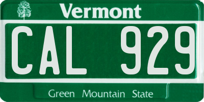 VT license plate CAL929