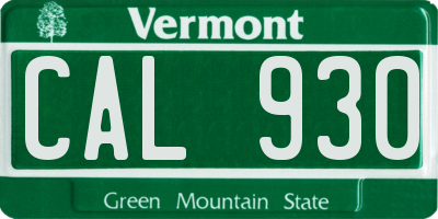 VT license plate CAL930