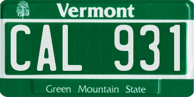 VT license plate CAL931