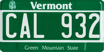 VT license plate CAL932