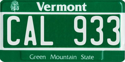 VT license plate CAL933