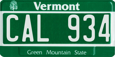 VT license plate CAL934