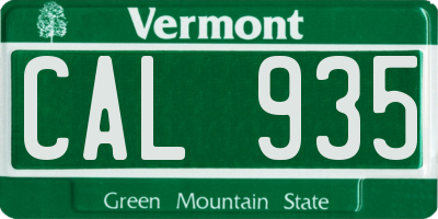 VT license plate CAL935