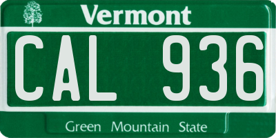 VT license plate CAL936