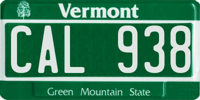 VT license plate CAL938