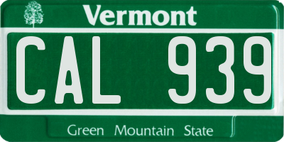 VT license plate CAL939